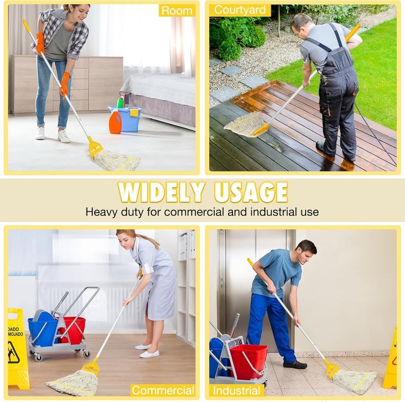VOUBIEN Commercial Mop Handle Heavy Duty,60" Industrial Mop Stick,Wet Mops Head Replacement Holder for Professional/Industrial Floor Cleaning, Yellow, - Image 4